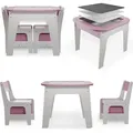 Produktbild: Juskys Kindersitzgruppe Milou - Set mit 2 Stühlen, Tisch & Stauraum - Holz - Rosa - Rosa