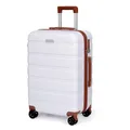 Produktbild: TANTOMI Koffer Groß, Reisekoffer Hartschalenkoffer, Koffer & Trolley mit Passwortsperre, Hartschale Suitcase mit 4 Rollen(Weiß/Braun)
