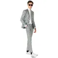 Produktbild: Opposuits Partyanzug Teen Discoballer Anzug für Jugendliche - Slim-fit, There's a Mirror on the Dancefloor: Anzug für Jungs zum Kugeln silberfarben 134-140