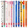 Produktbild: LEGAMI - Set mit 11 löschbaren Gelstiften mit 0,7 mm Spitze, verschiedene Tintenfarben und Tierdesigns – Bauernhof, Tiger, Schmetterling, Hai usw