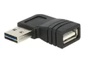 Produktbild: Delock Adapter EASY-USB 2.0-A male > USB 2.0-A female angled left / right - Gender Changer USB - USB (W)