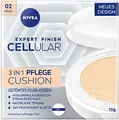 Produktbild: NIVEA Cellular Expert Finish 3in1 Pflege Cushion für mittlere Hauttöne (15 g), Make-up mit Hyaluron, Kollagen-Booster und LSF 15, feuchtigkeitsspendende Cushion Foundation