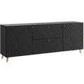 Produktbild: Feldmann-Wohnen Kommode, Schwarz, Gold, Holz, 2 Fächer, 2 Schubladen, Rechteckig, 180x69x39 cm, Wohnzimmer, Kommoden & Sideboards, Kommoden