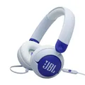 Produktbild: JBL Junior 320, On-Ear-Kopfhörer mit Kabel und eingebautem Mikrofon für Kinder, JBL Safe Sound, niedriger Lautstärke, 12 mm Soft Pad und Sticker-Set, tragbares Design, Blau