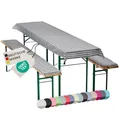 Produktbild: NYVI Bierbankauflagen Set NYVIGala 240x90 cm Grau Kariert - 1x Tischdecke für 220x70 cm Biertische & 2X Gepolsterte Auflage für 220x25 cm Bierbänke - Sitzauflage für Bierzeltgarnitur