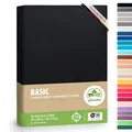 Produktbild: leevitex Topper Boxspringbett Spannbettlaken | 100% Baumwolle | Ökotex | 125 g/m² | 90x200cm - 100x200cm | Schwarz | 18 cm Steg