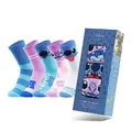 Produktbild: Disney Stitch Damen Socken, bunte warme Strümpfe mit Motiv, Geschenke für Frauen, Teenies, 5er-Pack (35-41 EU, Rosa/Blau Stitch)