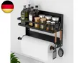 Produktbild: DUNSOO Gewürzregal Wand mit Küchenrollenhalter und 4 Haken, Küchenregal Ohne Bo