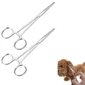 Produktbild: Piercing Zangen Set, selbstsichernde Piercing Zangen Set, Premium Edelstahl Angelklemmen mit Sägezahn Design für DIY Handwerk und Tierpflege (straight+straight)