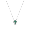 Produktbild: Women's Amen 925 Silver cross necklace with white and green zircons CLCRREBBVZ3