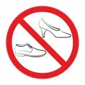 Produktbild: iSecur Verbots-Aufkleber Schuhe verboten I rund Ø 15 cm I Betreten der Fläche mit Schuhen nicht gestattet I Straßen-Schuh-Verbot I hin293