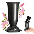 Produktbild: KADAX Grabvase, Vase aus Kunststoff, Blumenvase, Kunststoff-Vase für Blumen, wetterfeste Friedhofsvase, frostsicher Steckvase für Grab, witterungsbeständiger Grabschmuck (15cm, Grafit)