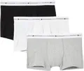 Produktbild: Tommy Hilfiger Herren 3er Pack Boxershorts Trunks mit Logobund, Mehrfarbig (Grey Heather/Black/White), XL
