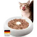 Produktbild: Lucky-Kitty Futternapf Napf für Katzen aus Keramik mit spezieller Innenfläche weiß, in zwei Größen: 18 oder 27cm ø, Fressnapf für große & kleine Katzenrassen, Spülmaschinen geeignet Ø 27 cm