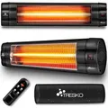 Produktbild: Infrarot Heizstrahler 2500w Schwarz Mit Fernbedienung, Timer & Abdeckung Wärmestrahler Terrasse Elektrisch Mit 3 Heizstufen Terrassenstrahler Innen & Außen Wand-infrarotstrahler Mit Led-anze - Tresko