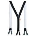 Produktbild: Elegante Hosenträger 3,5 cm X-Form mit Knopfverschluss Verstellbar für Herren & Damen, ohne Clips Anzughosenträger zum Knöpfen mit 6 Knopfloch Suspender (Schwarz)