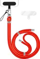 Produktbild: HoldMe Edition - Lanyard mit Karabiner Silber & 2 Pads - Universal Handykette Nylon Umhänge Band - Neon Orange
