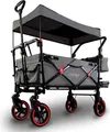 Produktbild: FUXTEC Premium Bollerwagen Grau FX-CT850 - mit Dach | bis 75Kg | Feststellbremse | Klappbar | 2 Sitzplätze | Teleskop-Zugsatnge | 124,5cm x56cm x105cm Grau