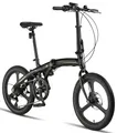 Produktbild: Licorne Bike Phoenix 2D Cross 20 Zoll Aluminium Faltrad Klapprad Scheibenbremse Discbremse Faltfahrrad Herren Damen 7 Gang Kettenschaltung Folding City Bike Alu-Rahmen (Mag Wheels, Schwarz/Gold)