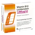 Produktbild: Vitamin B12 1.000 μg Lichtenstein Ampullen 5 Stück – bei Vitamin-B12-Mangel, Cyanocobalamin Injektionslösung, unterstützt Blutbildung, Nervengesundheit, Immunsystem