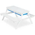 Produktbild: Relaxdays Kindersitzgruppe Holz Weiß mit Sonnenschirm Höhenverstellbar 49 cm x 86 cm x 92,5 cm 8,7 kg