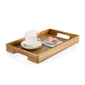 Produktbild: AdHoc Serviertablett Serve Smart | großes Tablett aus Holz | Tragetablett mit Griff aus hochwertigem Akazienholz (Boden Walnuss furniert) | Servierplatte 56x30cm | kein Bambus