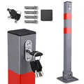 Produktbild: DEUBA® Parkpfosten Parkplatzsperre 3 Schlüssel Sperrpfosten klappbar Stahl Robust Standfuß Stabil Park Poller Set