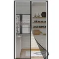 Produktbild: jarolift Easy Fliegengitter Tür Insektenschutztür Magnetvorhang für Türen, Ohne Bohren, Balkontür, Einfaches Durchgehen, Schwarz, 100 x 210 cm