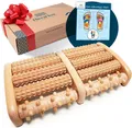 Produktbild: TheraFlow Fußmassageroller Holz - Plantarfasziitis Fußmassagegerät für Aku