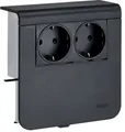 Produktbild: Hager SL200809009011 Geräteträger, 2 Schutzkontaktsteckdosen, 20x80 mm, graphitschwarz