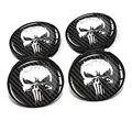 Produktbild: 4 x Nabendeckel 60mm Durchmesser Nabenkappen Felgendeckel Felgenaufkleber Gel Emblem Doming für Auto Felgen Kfz Tuning Zubehör Radnabenkappen DM006 (Nr. 3 Punisher Carbon Black, Nabendeckel Set)