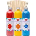 Produktbild: Hopser Food Fun Zucker für Zuckerwatte 3 x 230 Gramm für Zuckerwattemaschine Inklusive 50 Zuckerwattestäbe (Set 1 Erdbeer, Vanille, Kaugummi + 5...