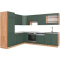 Produktbild: Vicco Fame-Line Eckküche Grün-Gold Landhaus/Goldkraft Eiche 227 x 287 cm AP Marmor ohne E-Geräte
