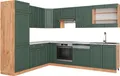 Produktbild: Eckküche Vicco Fame-Line Grün-Gold Landhaus/Goldkraft Eiche 227 x 60 cm , AP Marmor, Model 42612