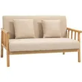 Produktbild: HOMCOM 2 Sitzer Sofa mit 2 Lendenkissen Holzrahmen Leinenoptik