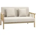 Produktbild: HOMCOM 2 Sitzer Sofa, Couch mit 2 Lendenkissen Leinenoptik für klein Räume Beige