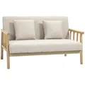 Produktbild: 2 Sitzer Sofa, Couch mit 2 Lendenkissen, Leinenoptik für kleine Räume Beige
