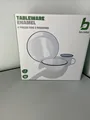 Produktbild: Bo-Camp Emaille Geschirr-Set, 6-teilig, weiß/blau