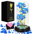 Produktbild: GUHAOOL Ewige Rose, Die Schöne und das Biest Ewige Rose, Rose Geschenk Kit, Glaskuppel, Holzsockel, LED Ewige Rose Geschenke für Mama, Damen, Weihnachten, Hochzeit, Jahrestag, Muttertag
