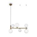 Produktbild: MAYTONI RING Pendelleuchte – 6-flammige Hängelampe höhenverstellbar (max. 25 W) – Moderne Deckenlampe für Wohnzimmer, Esszimmer, Küche – elegante Deckenbeleuchtung – weißes Glas, Messing