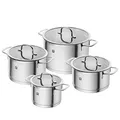 Produktbild: ZWILLING TrueFlow Kochtopf-Set 4-teilig mit Glas-Deckel, Induktionsgeeignet, Unbeschichtet, Edelstahl, Mattiert, Silber