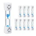 Produktbild: Relaxdays Sanduhr Zähneputzen, 10er Set, Zahnputzuhr für Kinder, Zahnputz Timer 3 Minuten, lautlos, Glas/Sand, weiß-blau