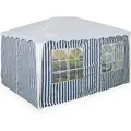 Produktbild: Seitenteile Für 3x4m Pavillon, 3er Set, Wasserdicht, Seitenwände Mit Klettverschluss, Polyester, Blau/weiß - Relaxdays