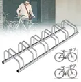 Produktbild: KARAT Fahrradständer Bodenparker für bis zu 6 Fahrräder mit Reifenbreiten bis 55 mm - Bodenmontage oder Wandmontage - Radständer Mehrfachständer Bodenständer Fahrradhalter (Silber, 6 Fahrräder)
