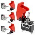 Produktbild: QWORK® 4er Pack Kippschalter 10A/12VDC, 6A/24VDC mit Wasserdichter Kappe, SPST 2-Pin Wippschalter ON/OFF, Ideal für Auto, KFZ, LKW, Boot