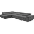 Produktbild: Ecksofa Miami Long Monolith 85 -form mit Schlaffunktion und Bettkasten grau, Links Ottomane - Grau