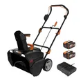 Produktbild: WORX WG471E Nitro Akku-Schneefräse 40V – Brushless Motor – 51cm Arbeitsbreite – bis zu 25cm Schneehöhe geeignet - 180° drehbare Auswurfkanal – 6m Wurfweite – LED-Licht – inkl. 2x4Ah Akkus & Ladegerät