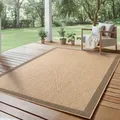 Produktbild: SIMPEX Indoor Outdoor Teppich Wetterfest Sisal, Boho Modern Design, Küche, Terrasse, Garten und Balkon, Größe: 240 x 340 cm, Farbe: Beige-2