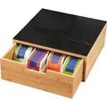 Produktbild: Kesper Teebox 58951, für Teebeutel, natur, aus Bambus, mit Glasplatte und Schublade, 30 x 30 x 10 cm, 8 Fächer