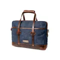 Produktbild: DRAKENSBERG Aktentasche 'Noah' für Herren aus gewachstem Canvas mit Leder - wasserabweisende Laptoptasche, 10L - Ozean-Blau, DR00641